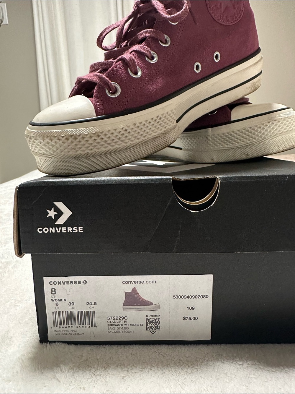 Converse Burgundy High-Top Platform Sneakers - Picture 4 of 6